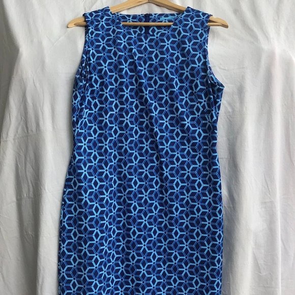 J. McLaughlin Blue Geometric Nylon Dress